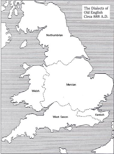 The dialects of Old English Circa 888 A.D.